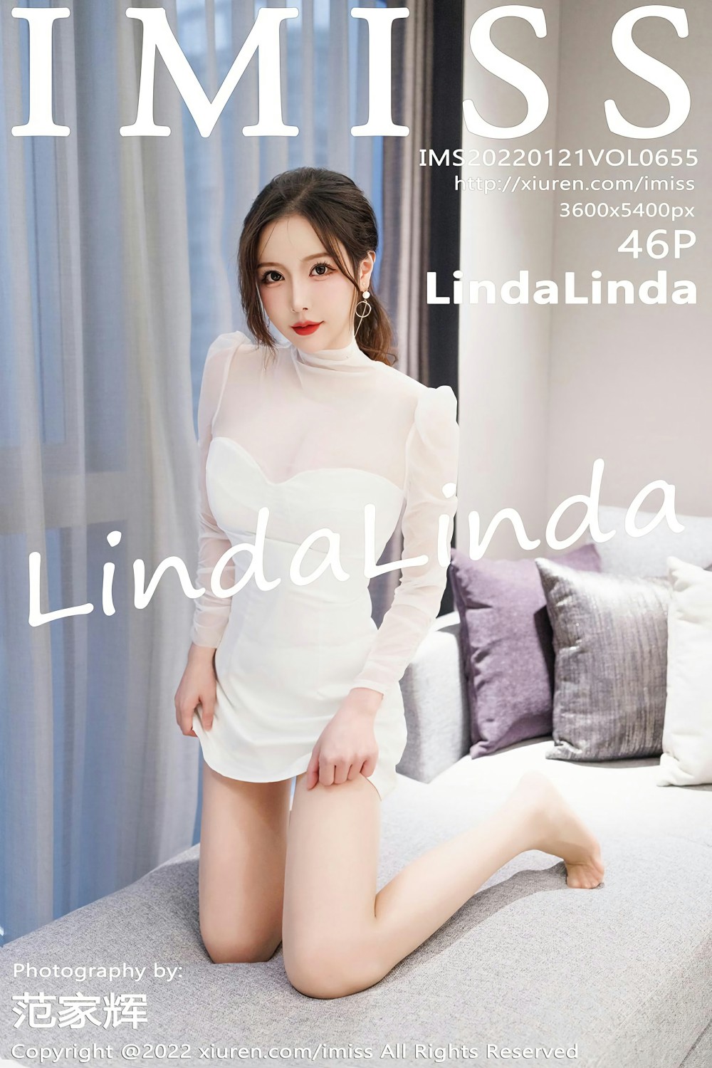 [IMISS爱蜜社] 2022.01.21 VOL.655 LindaLinda 白色蕾丝连衣短裙 性感写真 [46+1P]