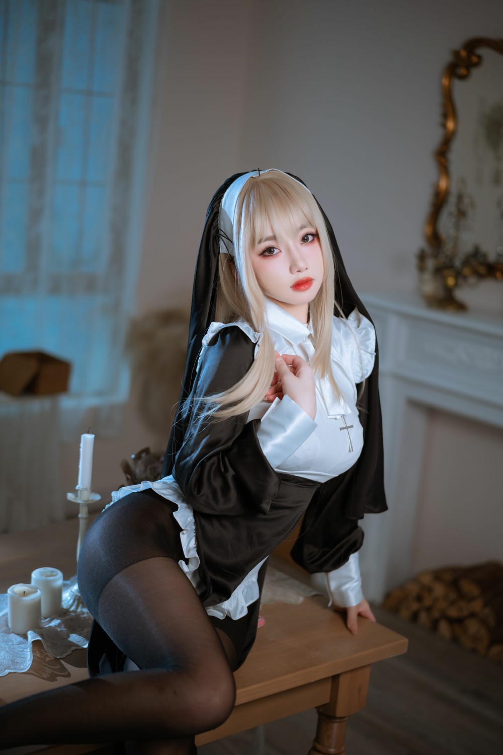 鬼畜瑶Cosplay 修女 黑丝巨乳的诱惑