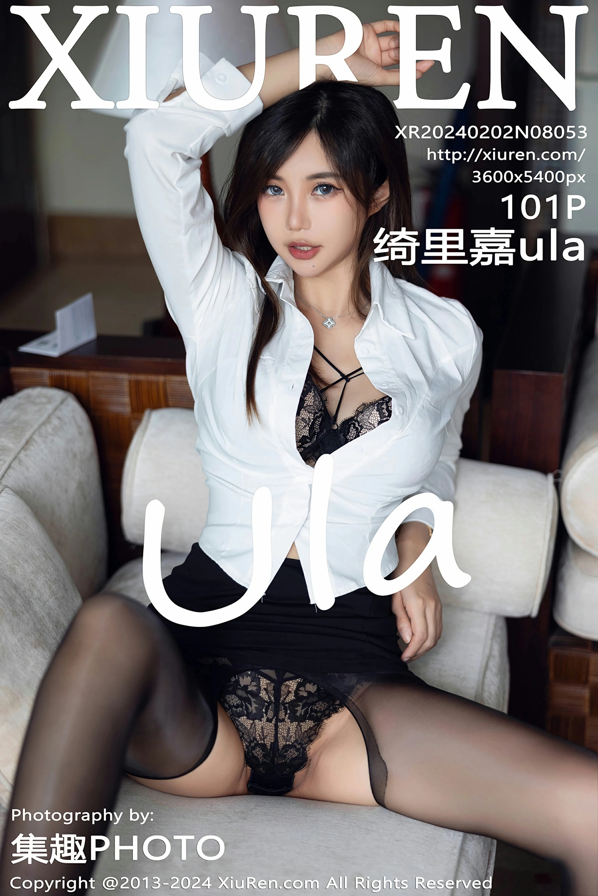 [XiuRen秀人网] 2024.02.02 No.8053 绮里嘉ula 性感黑色蕾丝内衣 三亚心愿旅拍写真 [101+1P]