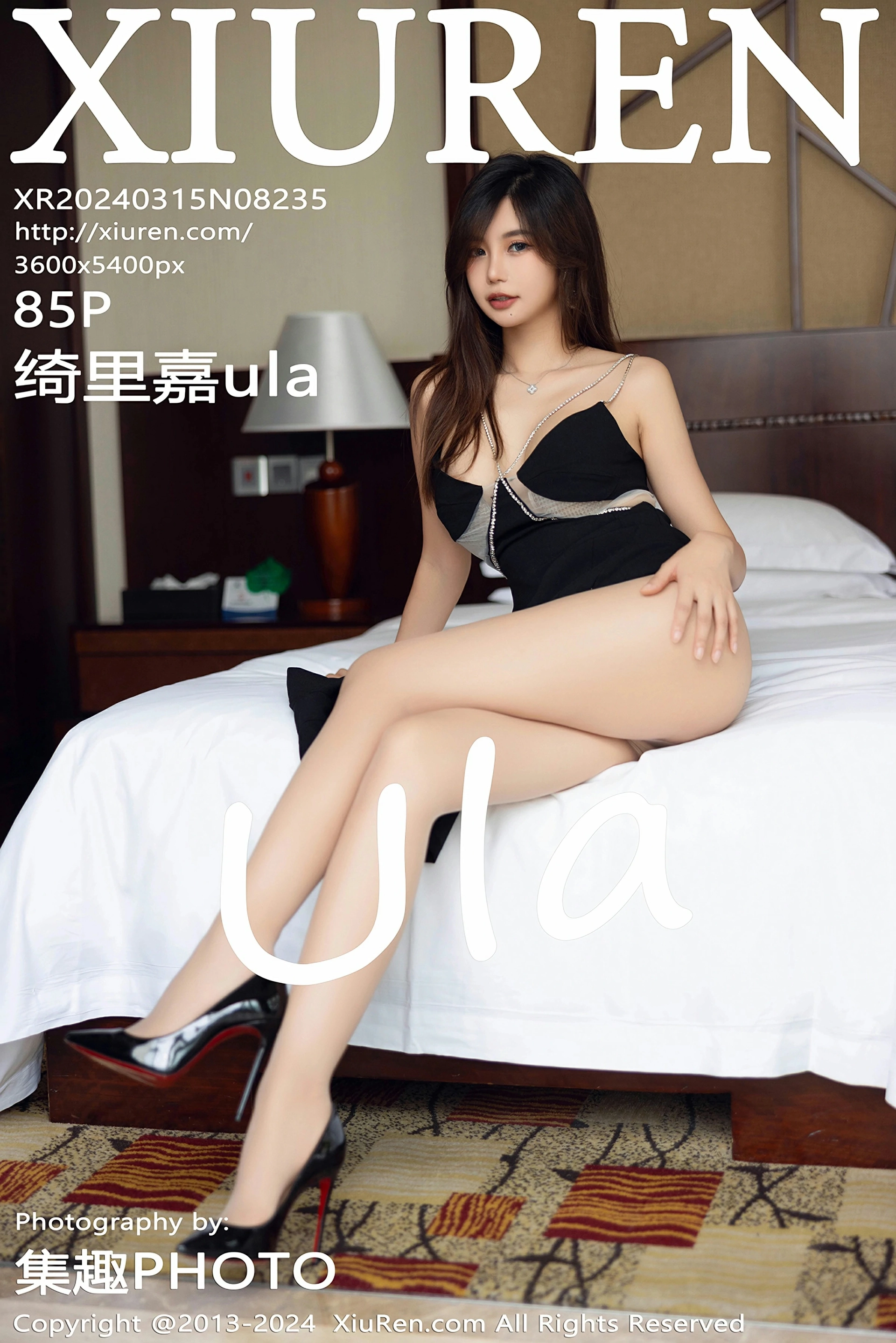 [XiuRen秀人网] 2024.03.15 No.8235 绮里嘉ula 黑色吊带裙 诱人原色丝袜 性感写真 [85+1P]