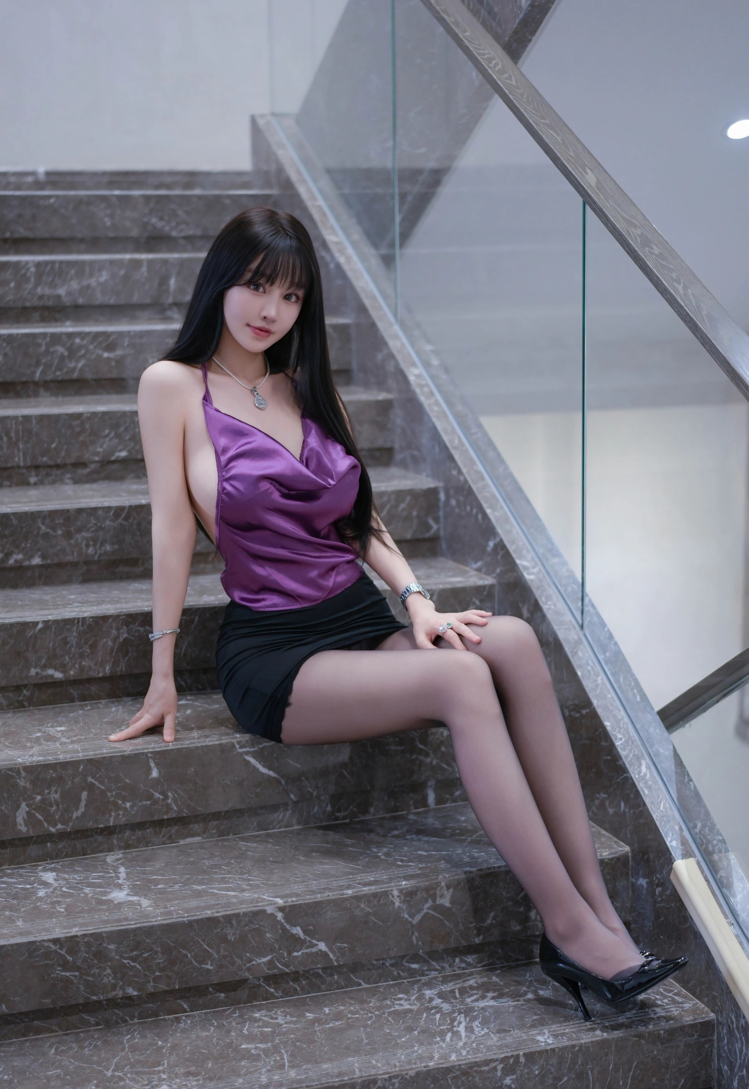 [XiuRen秀人网] 2025.11.07 No.10960 心上可Flora 紫色上衣 黑色短裙 性感写真 [47+1P]