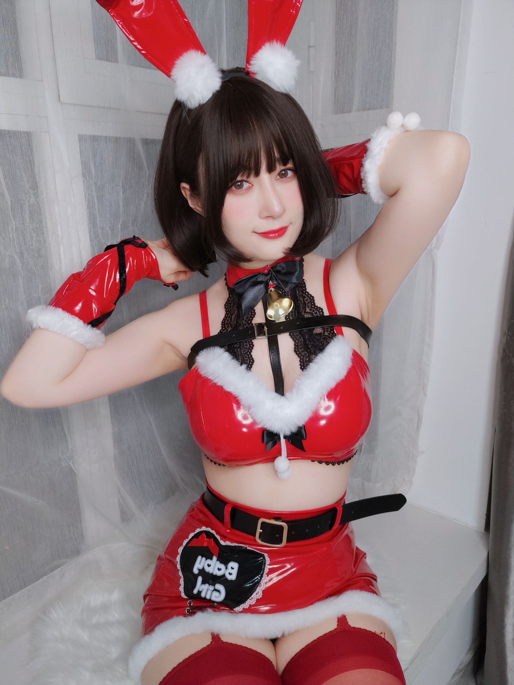 [COSPLAY] Coser小姐姐白银 – Christmas Bunny