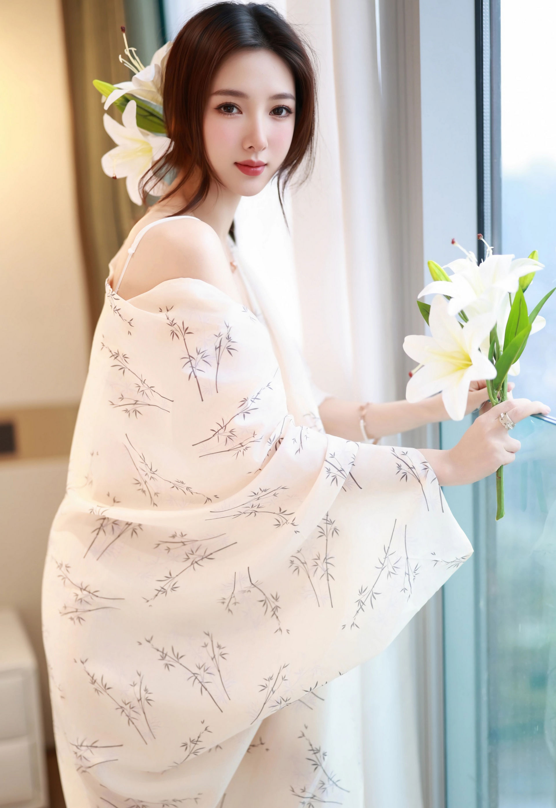 [YOUMI尤蜜荟] 2026.01.22 VOL.1201 Twins-桃桃 白色蕾丝内衣 诱人肉色丝袜 性感写真 [64+1P]