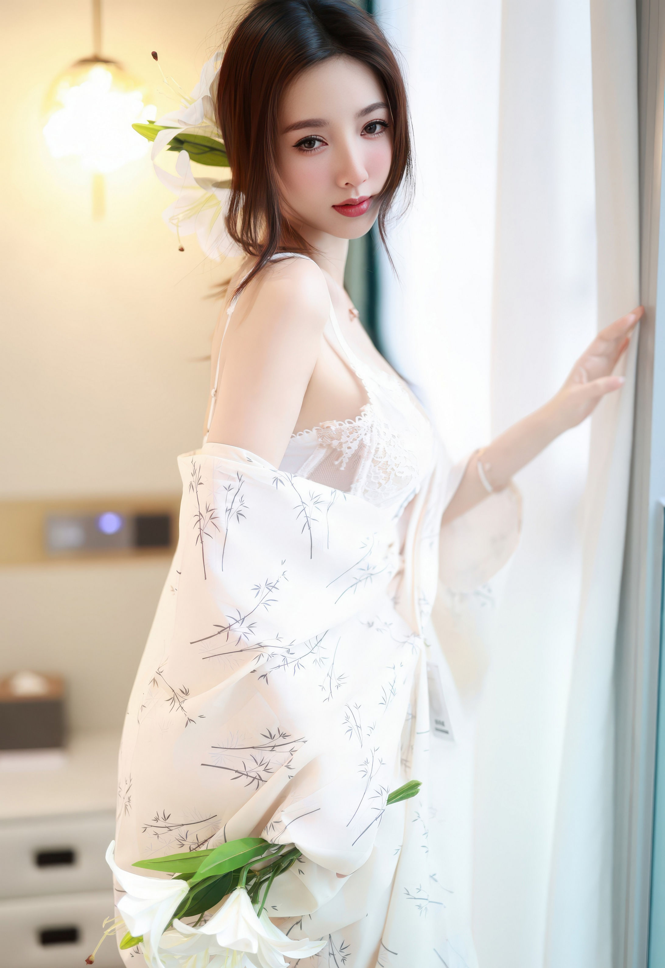 [YOUMI尤蜜荟] 2026.01.22 VOL.1201 Twins-桃桃 白色蕾丝内衣 诱人肉色丝袜 性感写真 [64+1P]