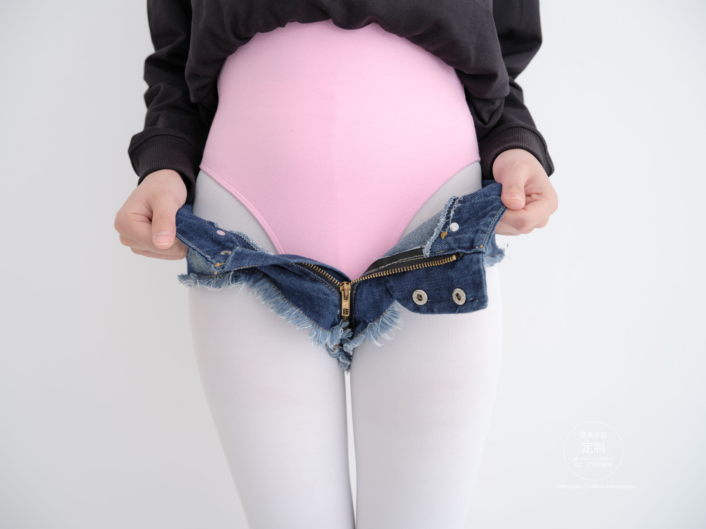 紧急企划 EX-001 见希w 白丝牛仔短裤 [79P]