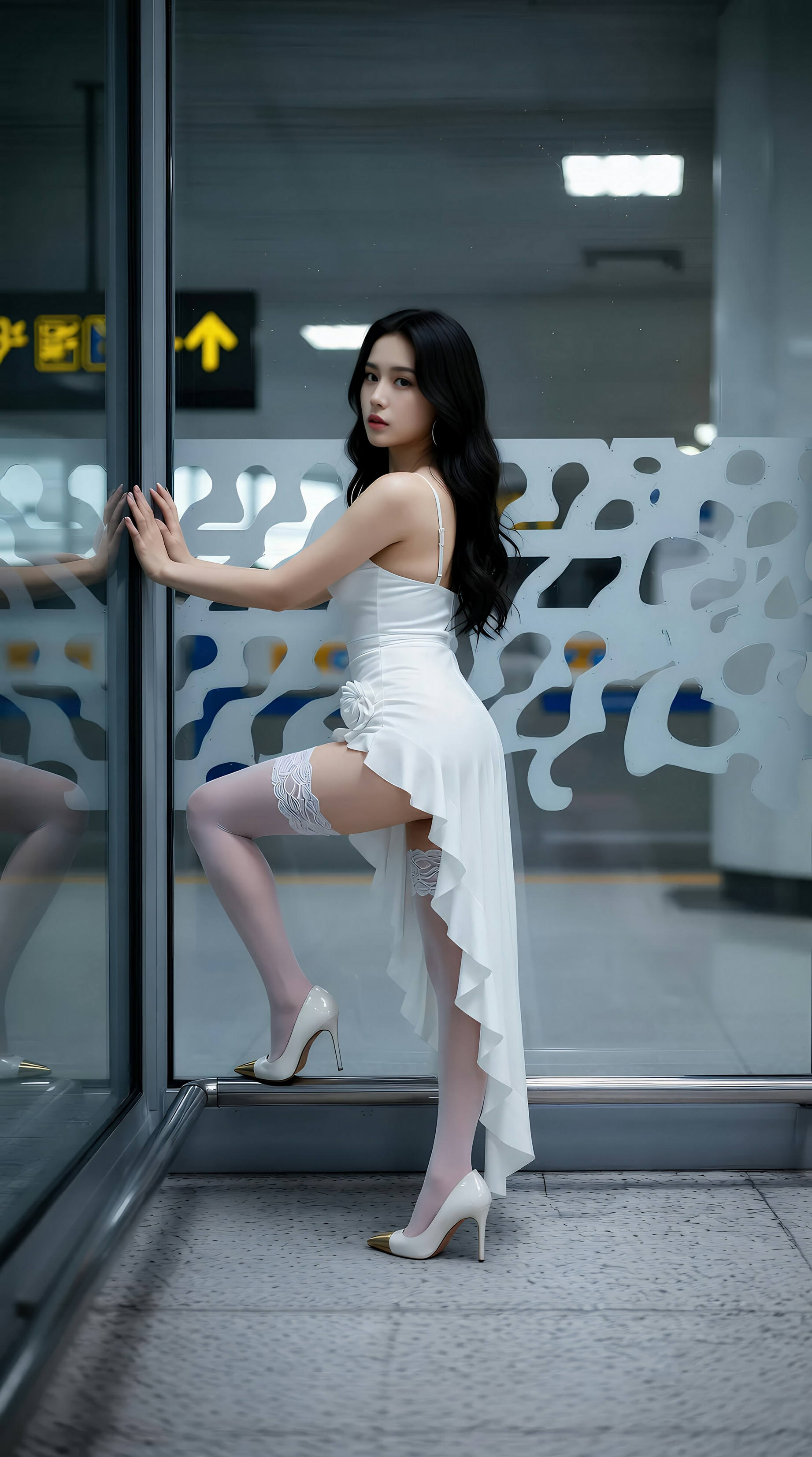 [AiGirl] 机场航站楼内的白丝美女 [79P]