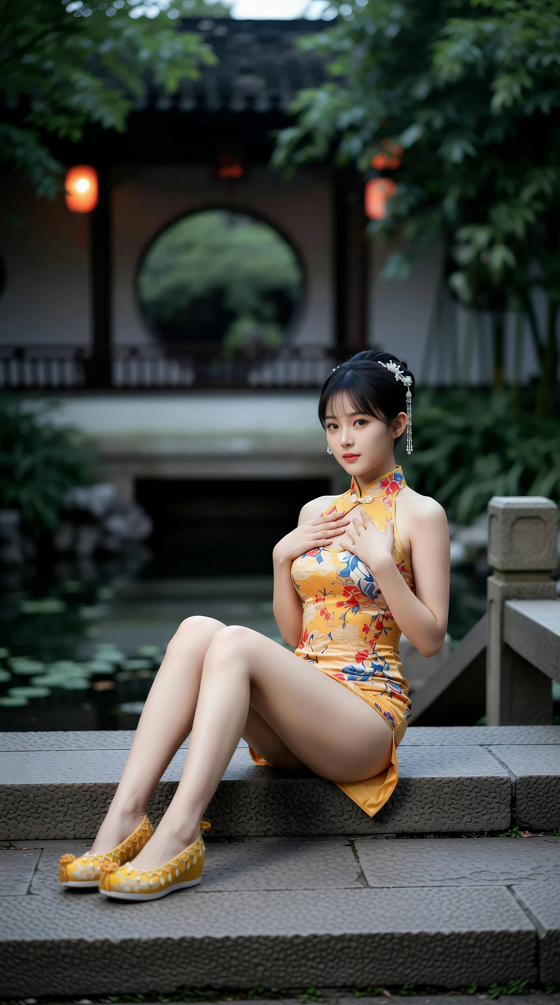 [AiGirl] 茗灵儿 黄色旗袍 [77P]