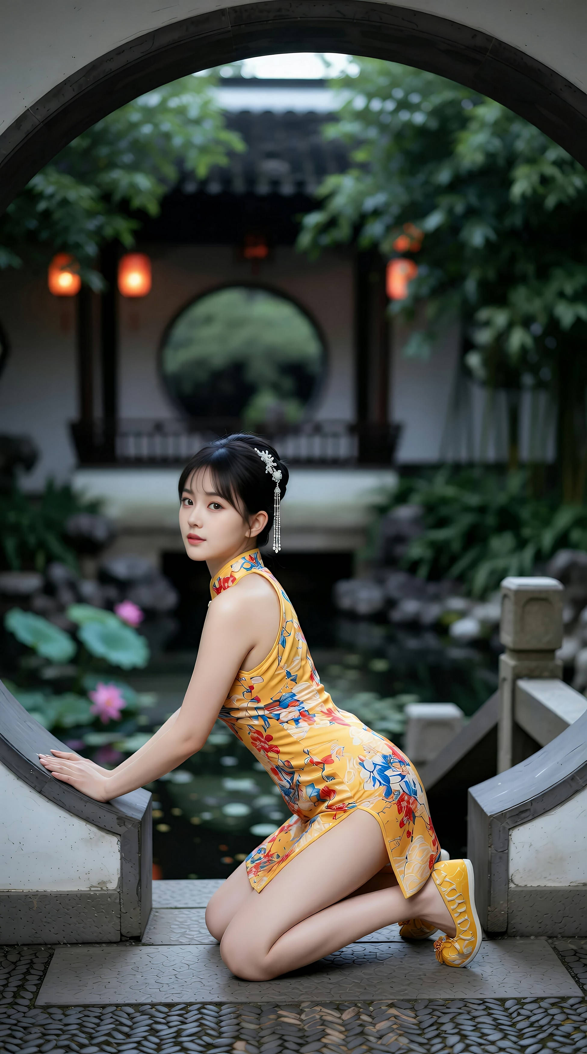 [AiGirl] 茗灵儿 黄色旗袍 [77P]