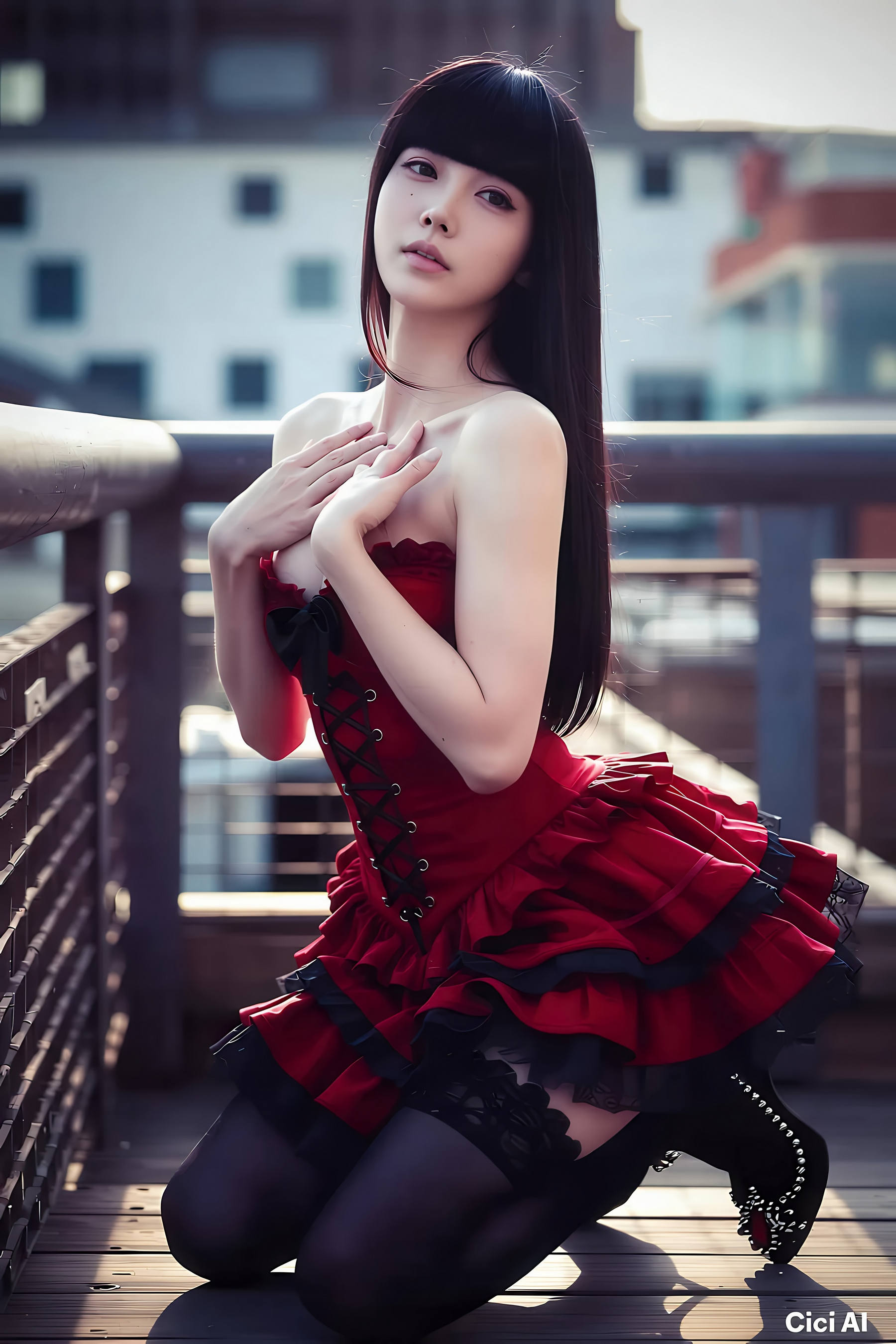 [AiGirl] 九歌lina 红裙黑丝 [75P]