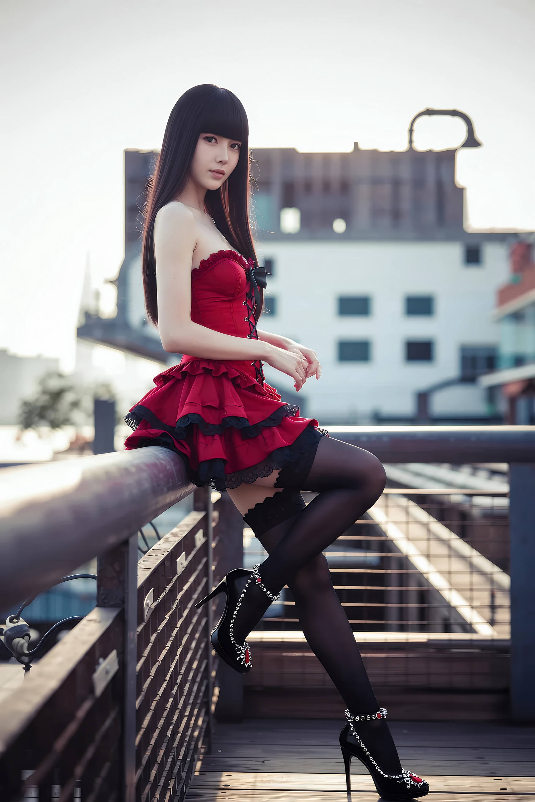 [AiGirl] 九歌lina 红裙黑丝 [75P]