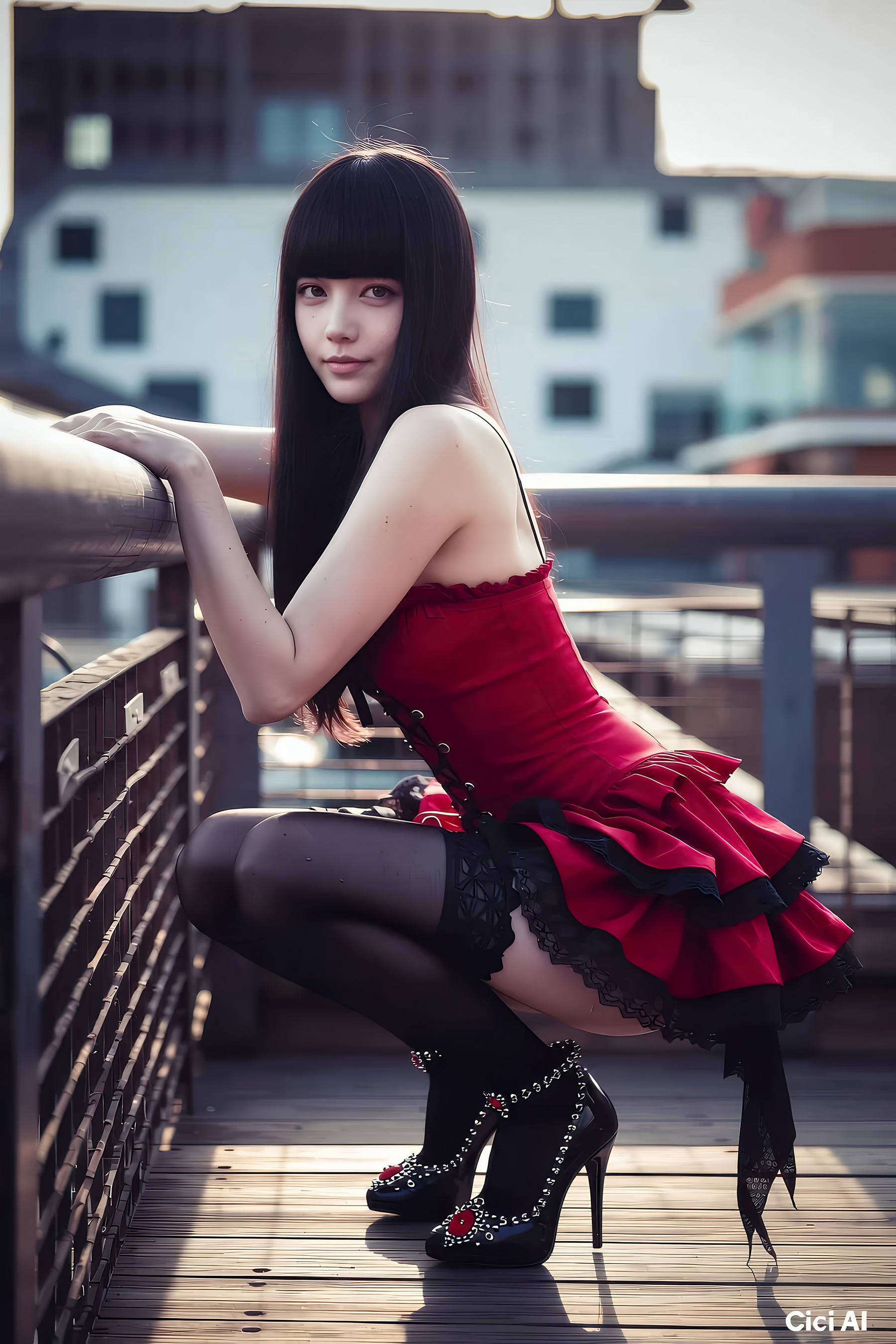 [AiGirl] 九歌lina 红裙黑丝 [75P]