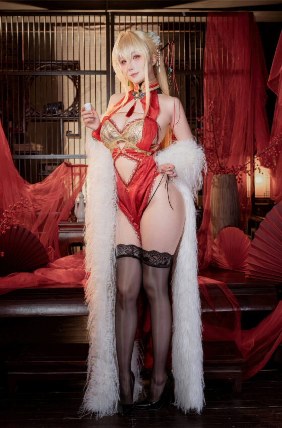 [COSPLAY]rioko凉凉子 – 碧蓝航线 怨仇 旗袍 杯盏盈芳华