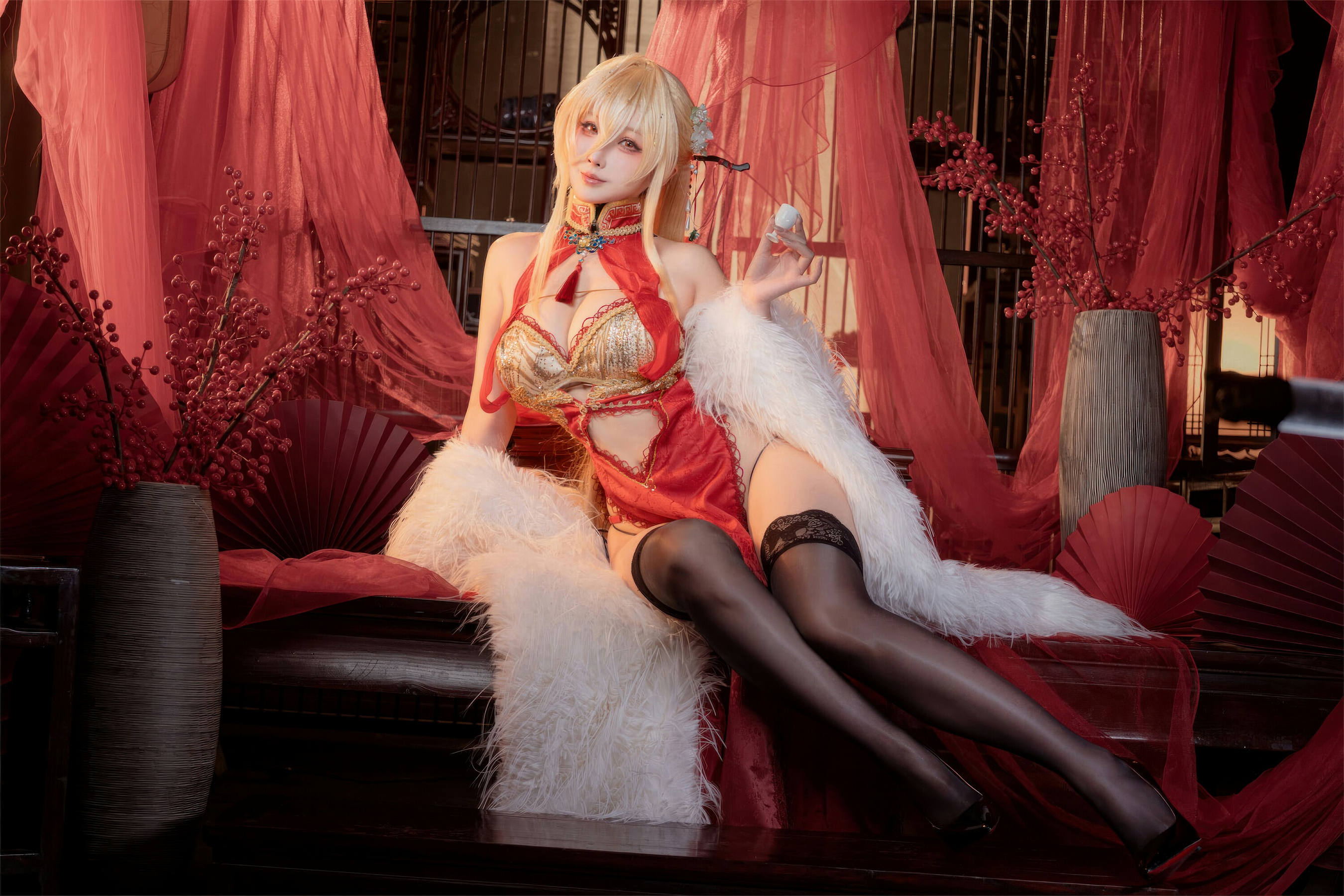 [COSPLAY]rioko凉凉子 – 碧蓝航线 怨仇 旗袍 杯盏盈芳华