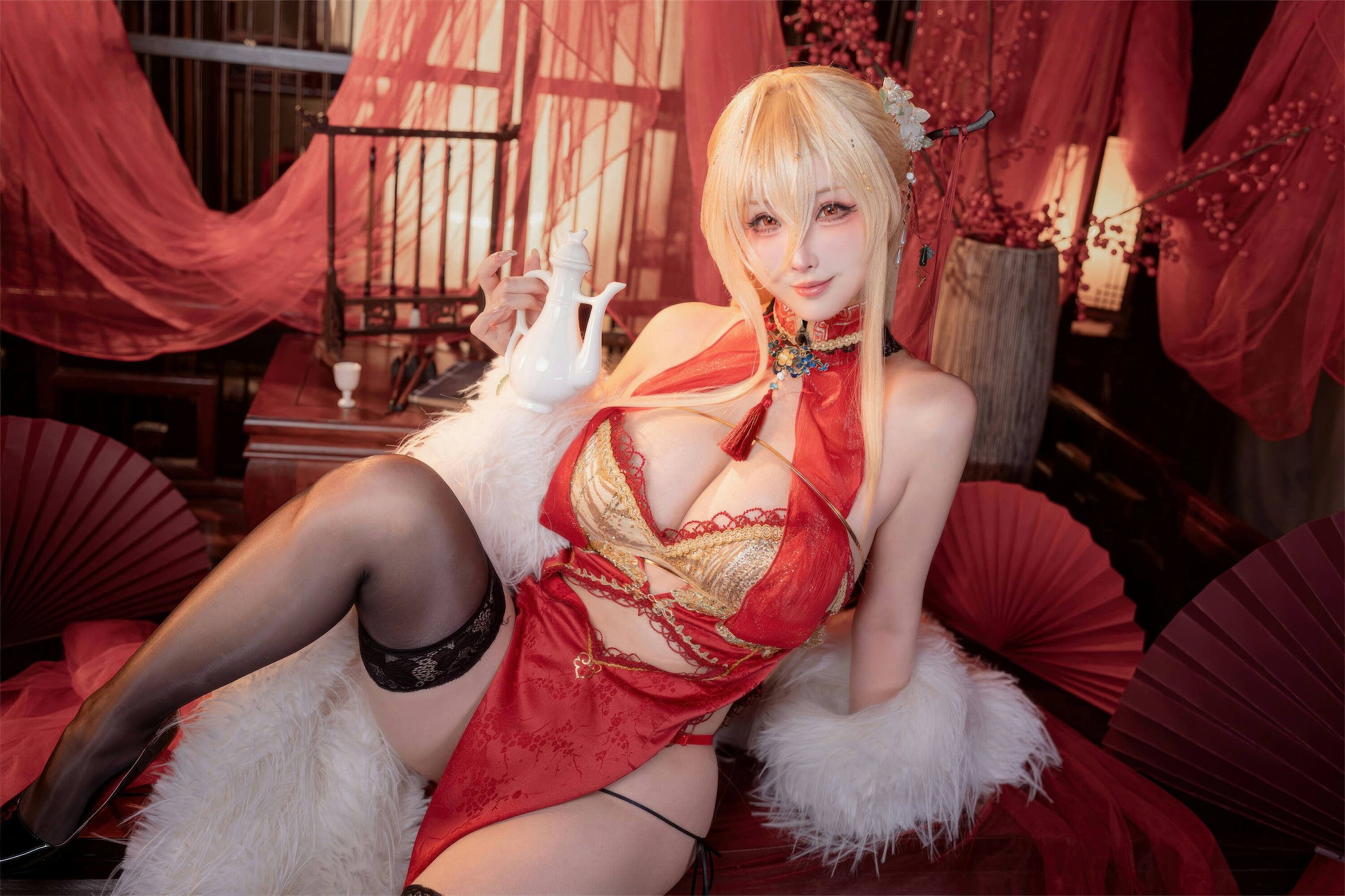 [COSPLAY]rioko凉凉子 – 碧蓝航线 怨仇 旗袍 杯盏盈芳华